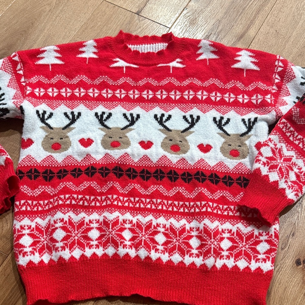 Cozy Red Reindeer Crewneck Sweater